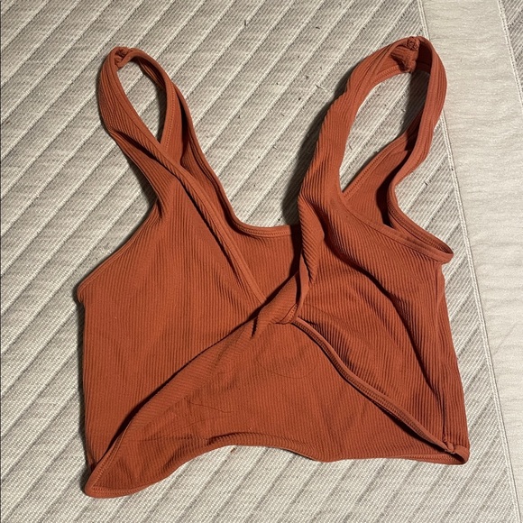 Rust Ribbed Women's Tank Top - Picture 2 of 2